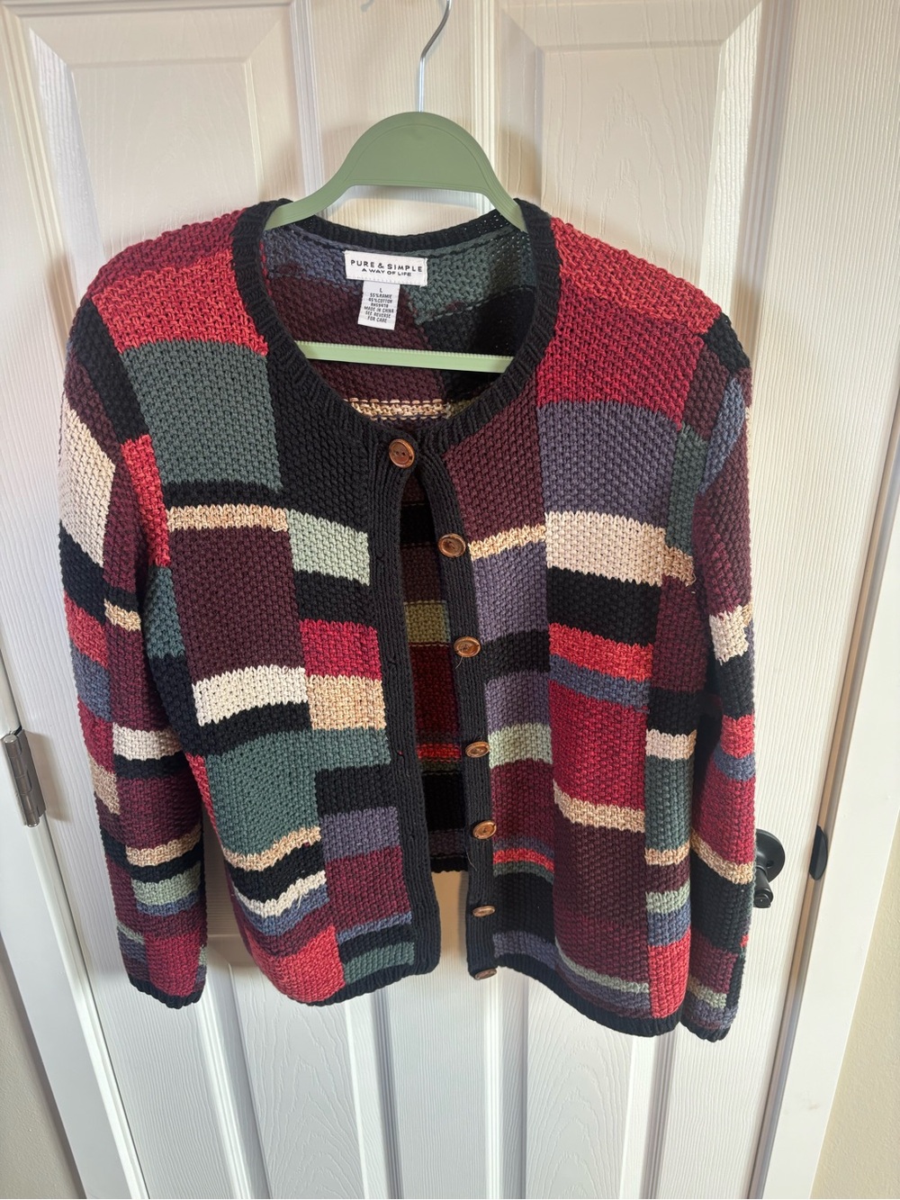 Multi-Color Patchwork Knit Cardigan Sweater
